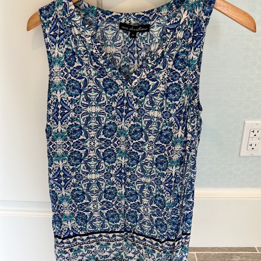 Blue and white ladies top